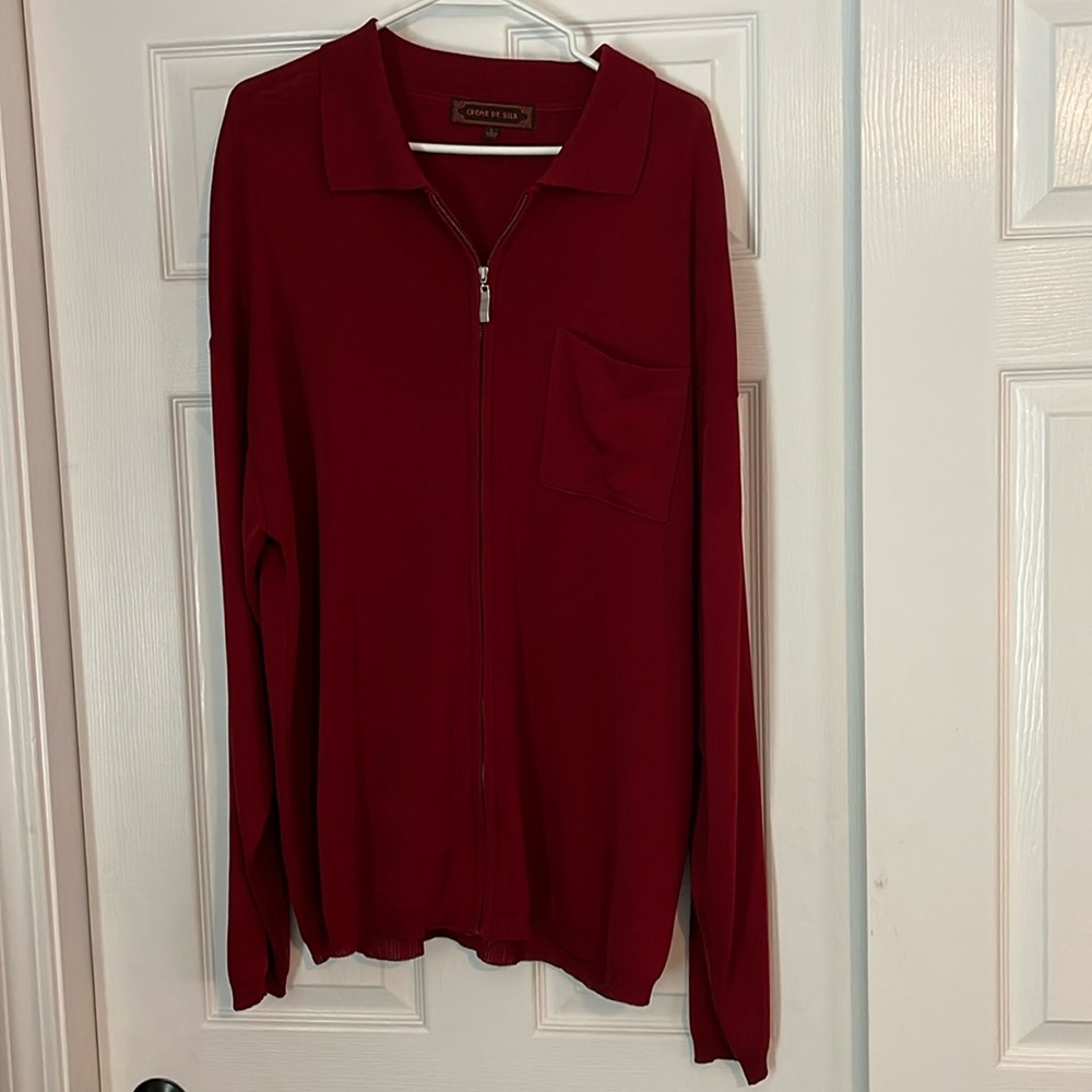 Vintage Men’s Crème De Silk Long Sleeve Full Zip - Large